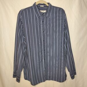 Calvin Klein Mens Long Sleeve Striped Button Up Shirt Size Large Business Casual